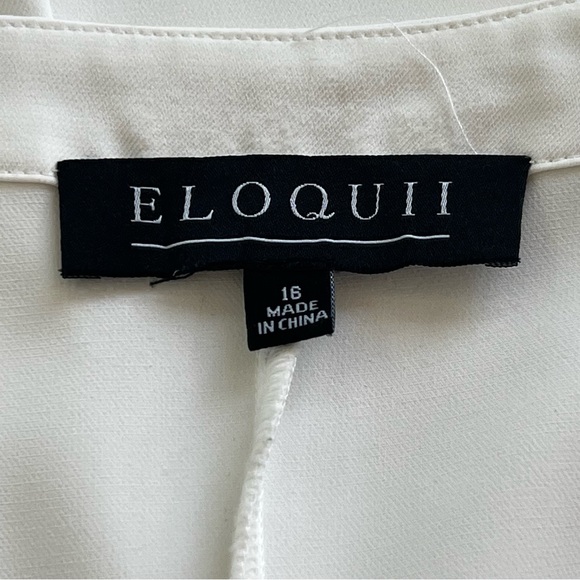 Eloquii White V neck Front Plead Wide Sleeves Blouse Top size 16 (flawed) - Picture 9 of 15